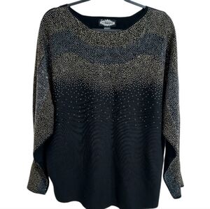 Luxurious Oliver O Silver & Gold Rhinestone Studded Sweater XL